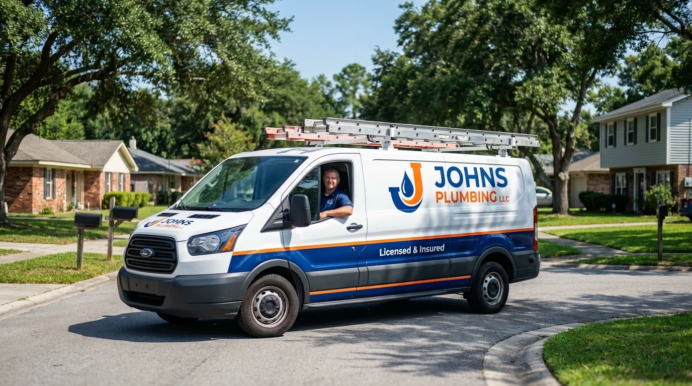 Johns Plumbing LLC service van in Stanton, NE