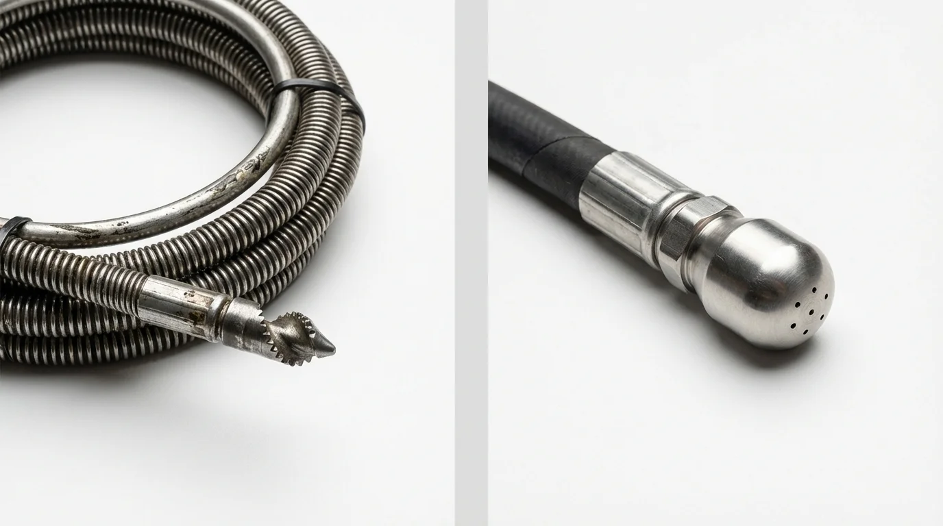 Drain snake cable and hydro jetting nozzle used for drain cleaning in Stanton, NE