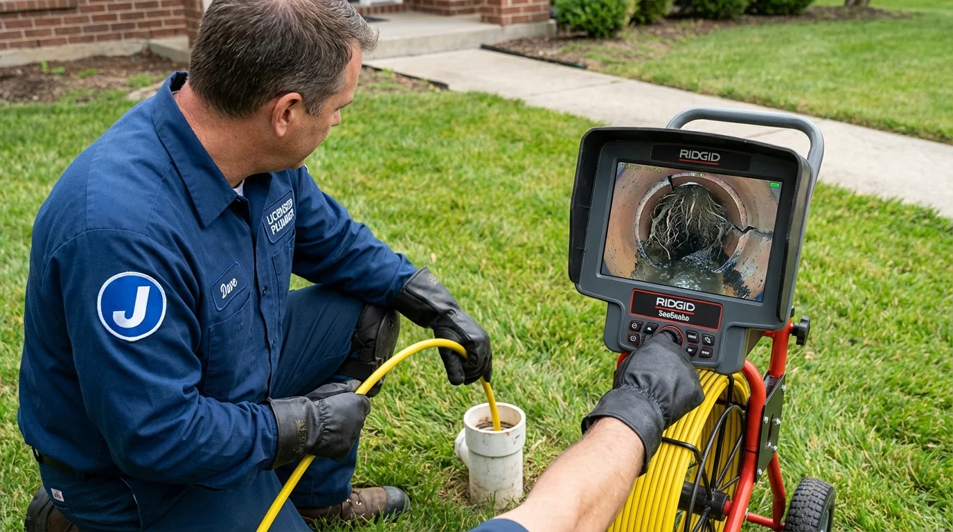 Sewer camera inspection being performed by Johns Plumbing LLC in Stanton