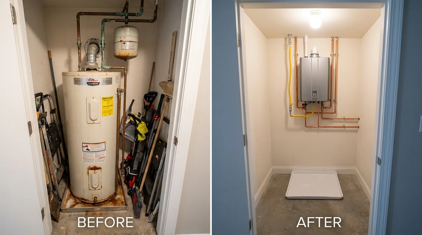 Tank water heater versus wall-mounted tankless unit comparison for Stanton, NE homeowners